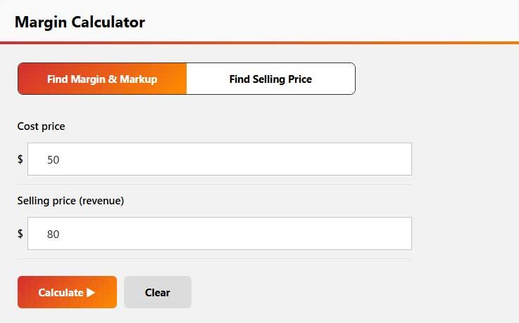 margin calculator for profit margin estimates