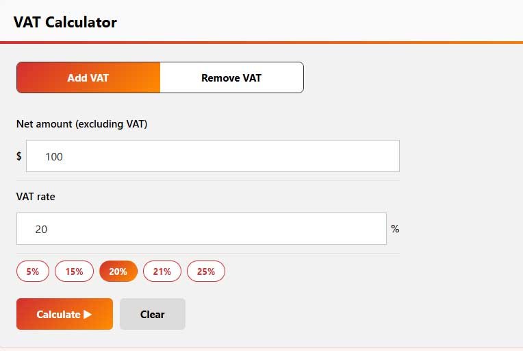 VAT calculator for tax and price estimates